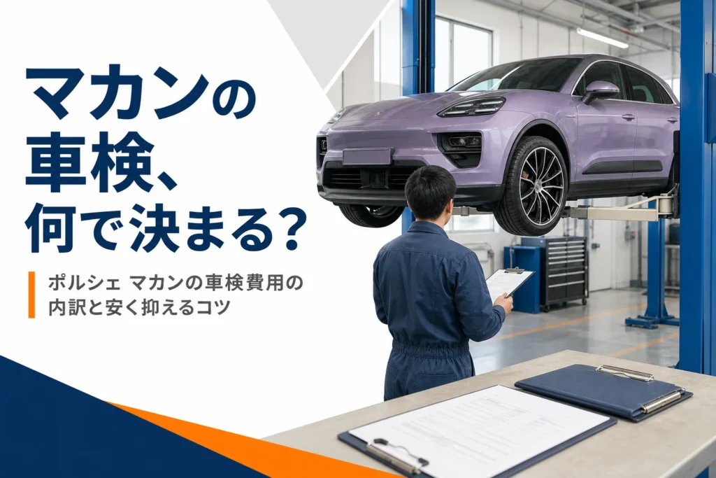 整備工場のリフトに載った高級SUVと見積書のイメージ