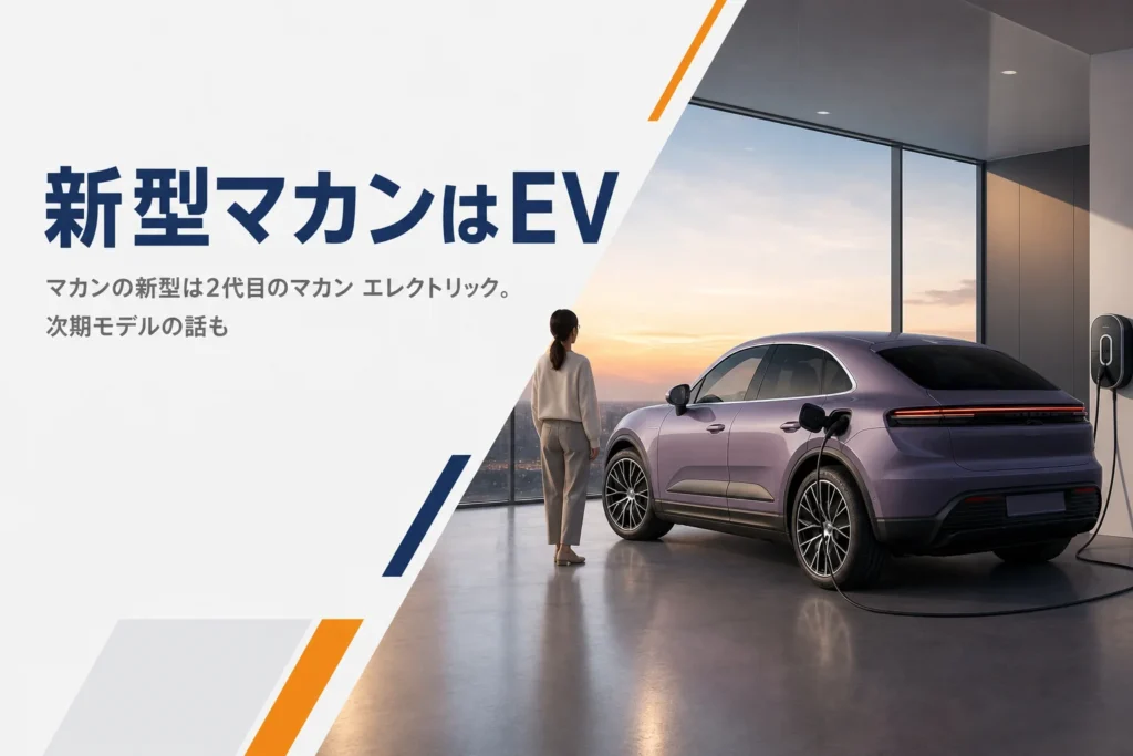 ショールームに置かれた電動のミドルサイズSUVと充電ケーブル