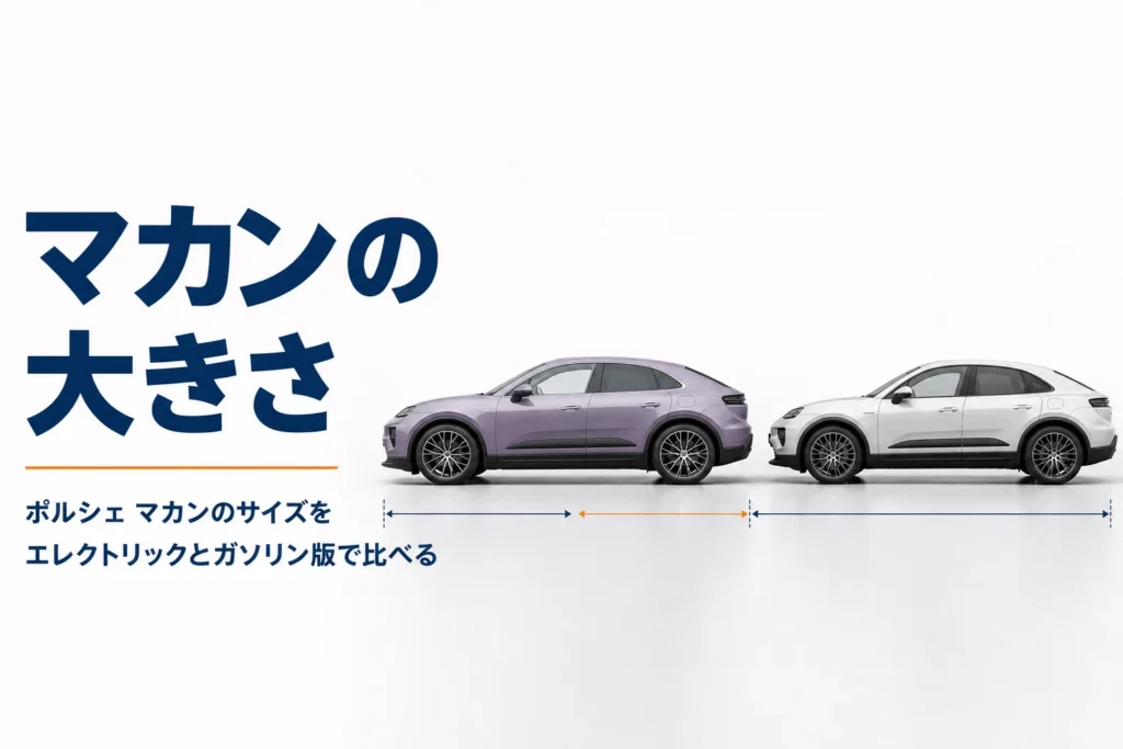 マカン エレクトリックとガソリン版を横に並べたイメージ