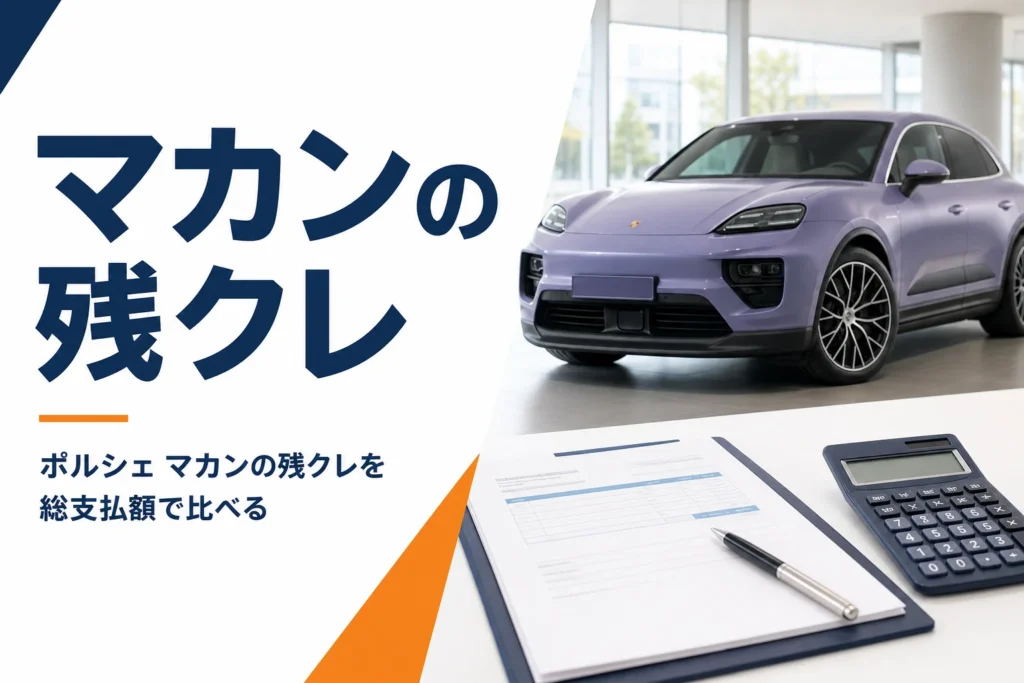 商談テーブルの見積書と電卓、背景のSUVのイメージ