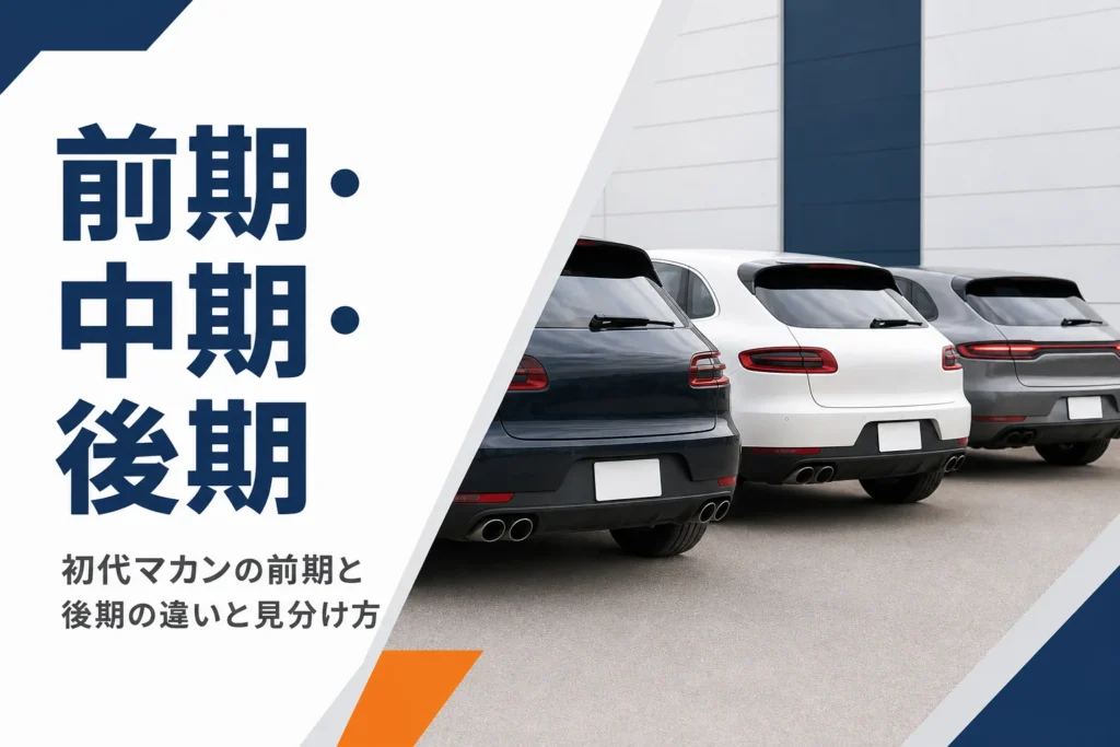 テールランプの形が違う3台のミドルサイズSUVを後ろから並べたイメージ